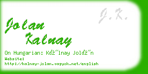 jolan kalnay business card